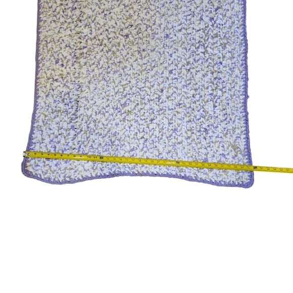 Bernat Yarn Crocheted Little Lilac Dove Baby Blanket Handmade 45" x 36" Chenille - Picture 4 of 6
